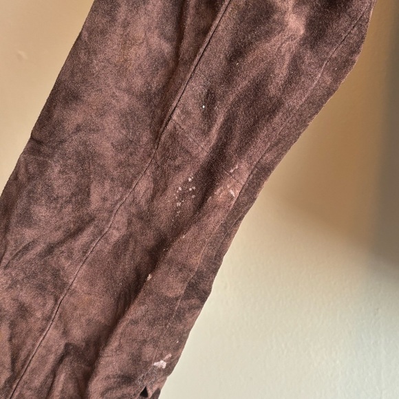 Brown Plunge Bell Sleeve Suede Blouse by São Paulo - Picture 7 of 8